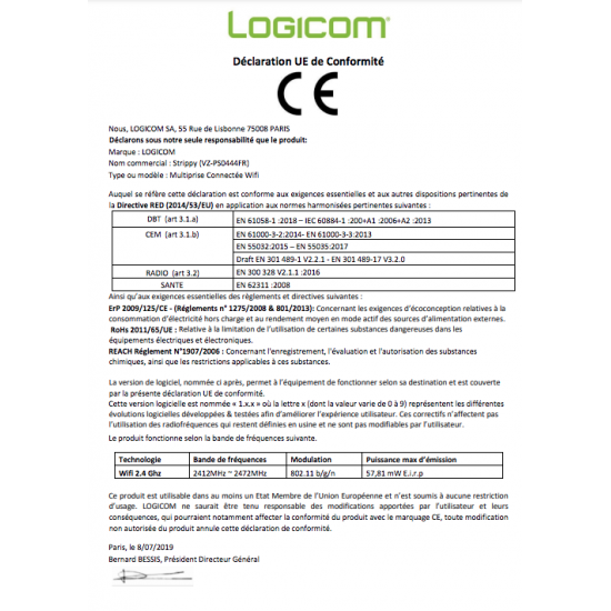 Multiprise connectée intelligente tuya logicom ( Conforme au norme européenne )